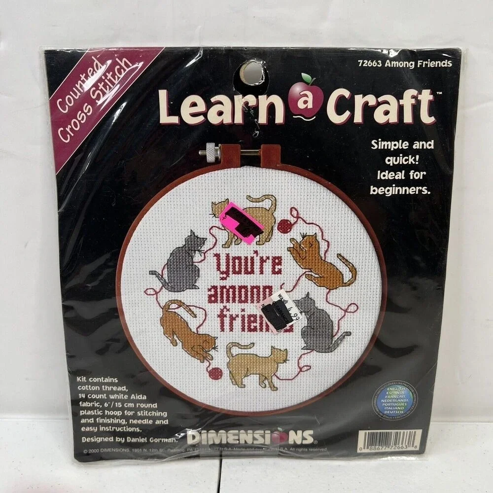 Dimensions Counted Cross Stitch Kit Among Friends‎ Cats #72663 Learn a Craft NEW